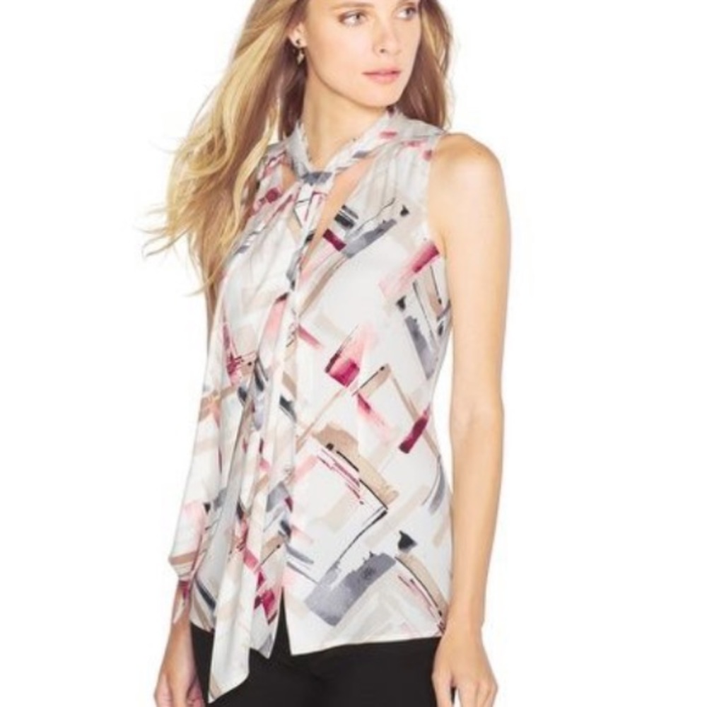 White House Black Market Sleeveless bow tie Blouse